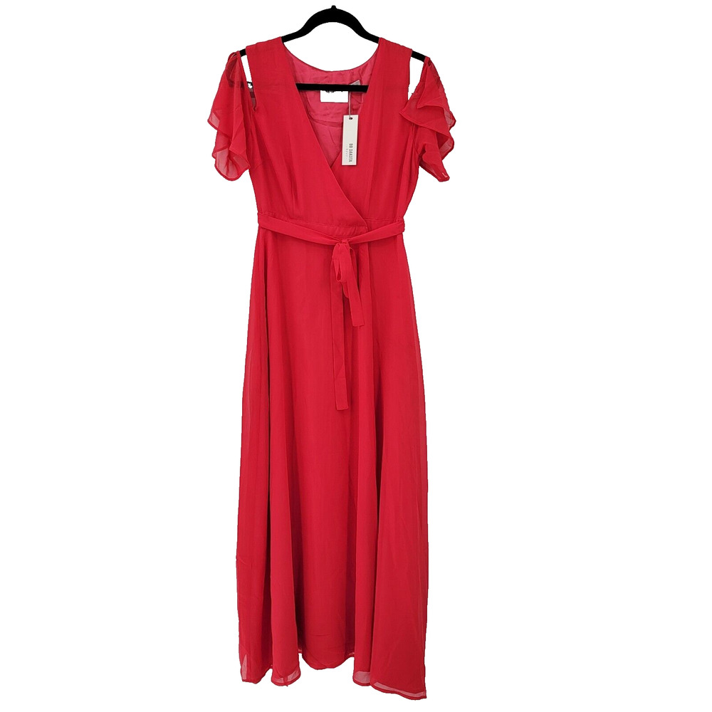 NWT BB Dakota RSVP Women's Small Cold Shoulder Full Wrap Maxi Dress in Glow